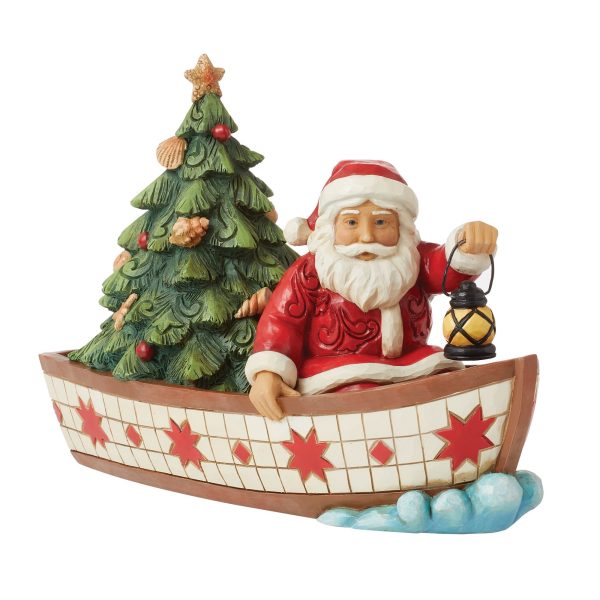 Santa in Boat With Tree Fig For Discount