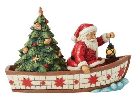 Santa in Boat With Tree Fig For Discount