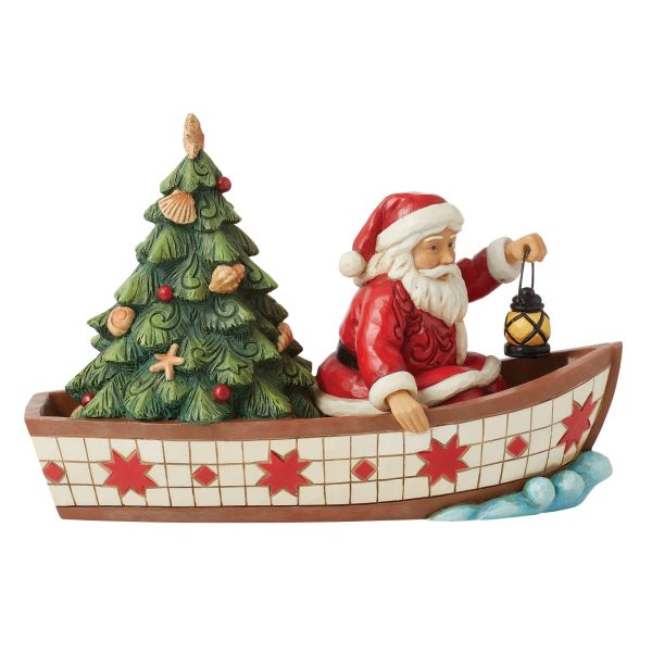 Santa in Boat With Tree Fig For Discount