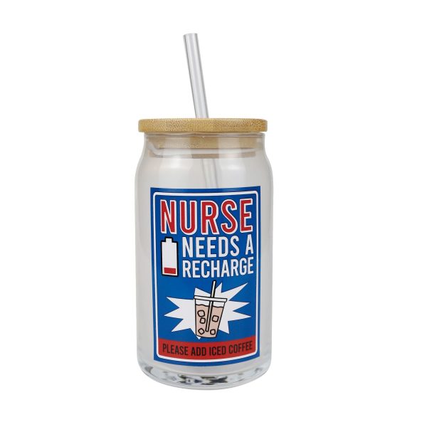 Nurse Latte Glass with Lid Hot on Sale