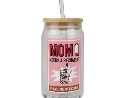 Mom Latte Glass with Lid Online now