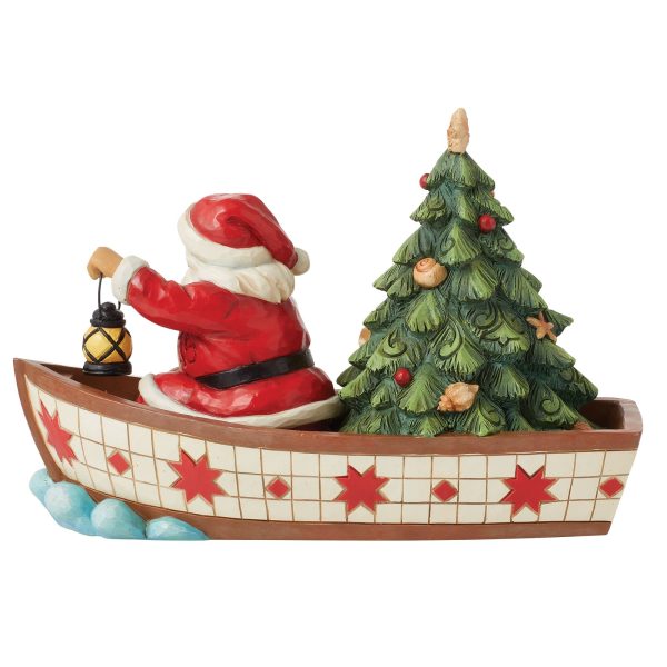 Santa in Boat With Tree Fig For Discount