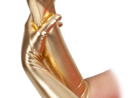 Lange Metallic Handschuhe gold Online