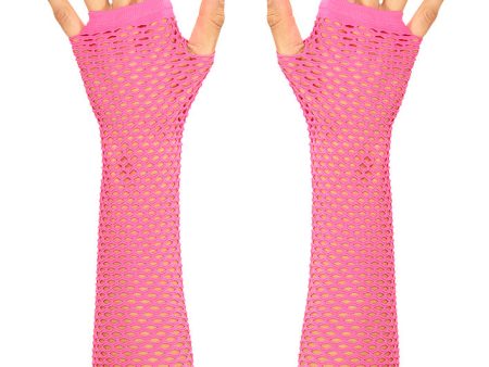 Lange Netzhandschuhe neon-pink For Discount