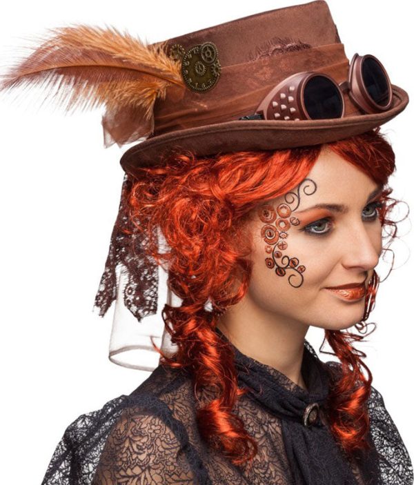 Steampunk Hut mit Brille braun Supply