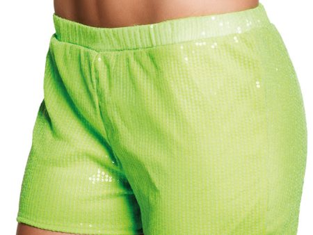 Neon Pailletten Hotpants grün Sale