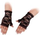 Spitzen Handschuhe fingerlos in schwarz Fashion