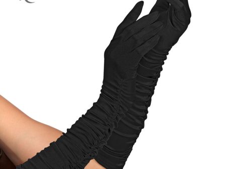 Plissé Handschuhe schwarz Online now