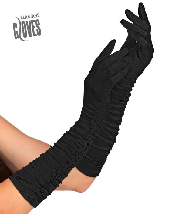 Plissé Handschuhe schwarz Online now